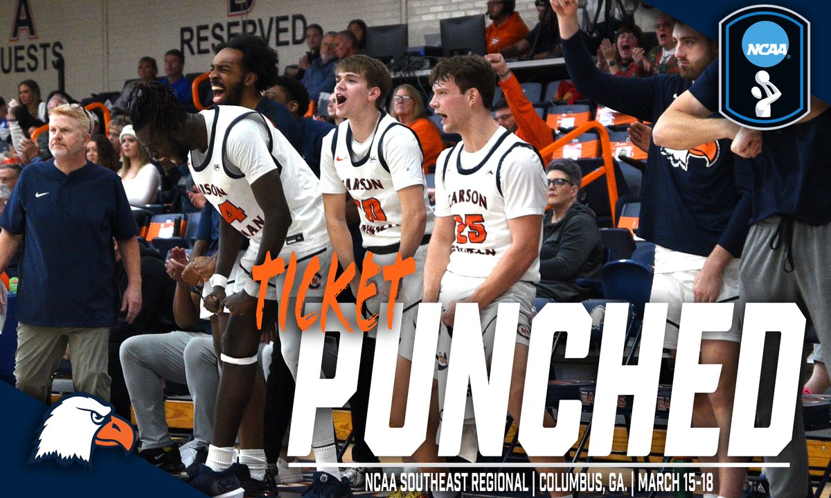 Carson-Newman Athletics (@cn_eagles) on Twitter photo 7️⃣th NCAA tournament appearance overall
5️⃣th under <a href="/CNHeadCoachB/">Chuck Benson</a>
Eagles are dancing for the first time since 2️⃣0️⃣2️⃣1️⃣
📋cneagles.com/x/frih1
<a href="/CN_Hoops/">Carson-Newman Men’s Basketball</a> x #TalonsUp x #GMTE 7️⃣th NCAA tournament appearance overall
5️⃣th under <a href="/CNHeadCoachB/">Chuck Benson</a>
Eagles are dancing for the first time since 2️⃣0️⃣2️⃣1️⃣
📋cneagles.com/x/frih1
<a href="/CN_Hoops/">Carson-Newman Men’s Basketball</a> x #TalonsUp x #GMTE