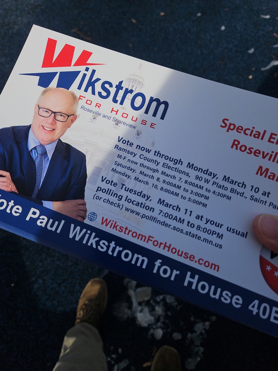 BjornOlsonMN's tweet image. Spent the afternoon doorknocking in Roseville for our next State Representative from district 40B, @PaulWikstromMN !
Don’t forget to get out to vote on Tuesday! #mnleg