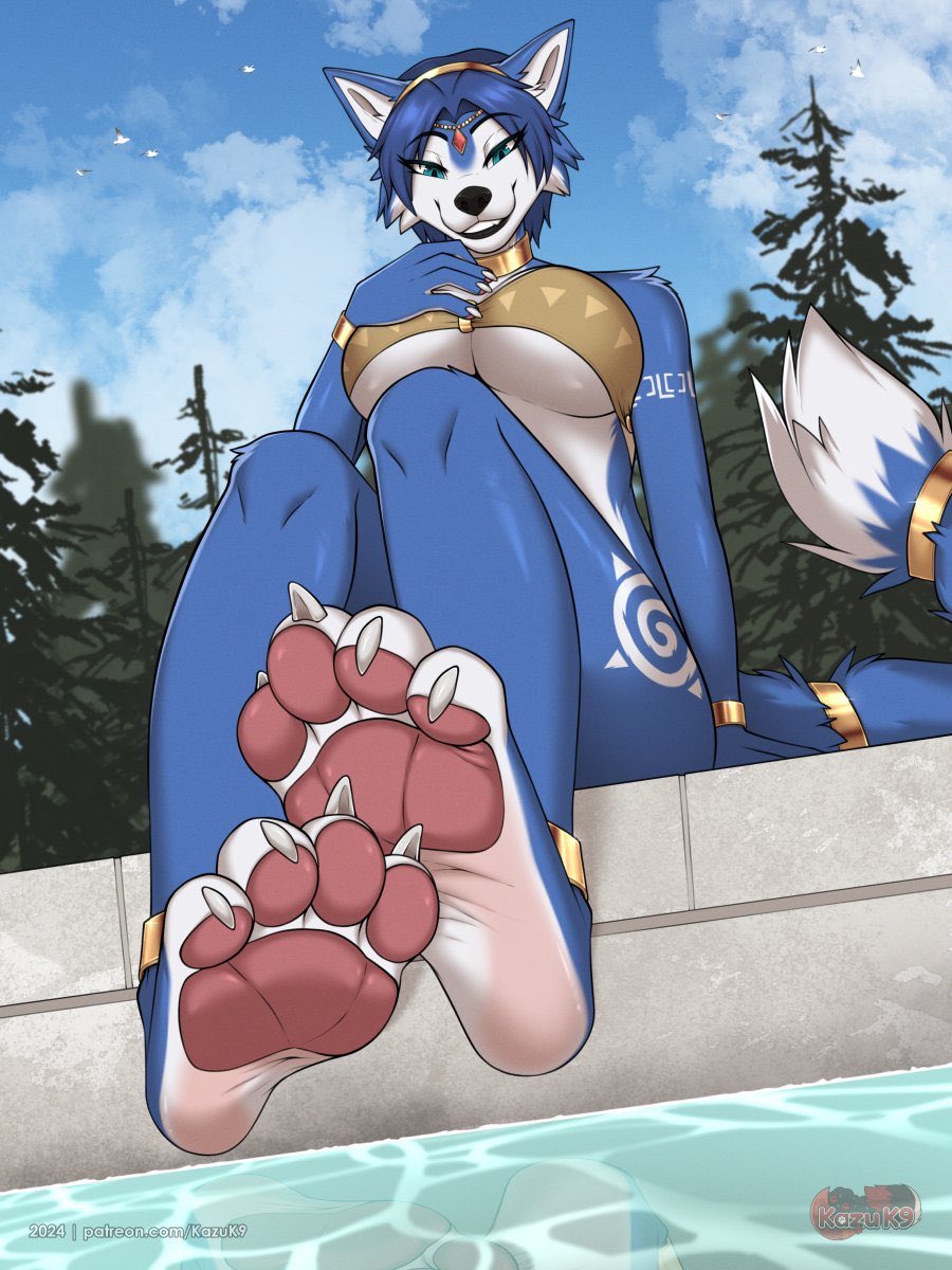 You find a certain blue vixen relaxing by the pool. Her beautiful footpaws on full display, and she knows you’re staring at them~