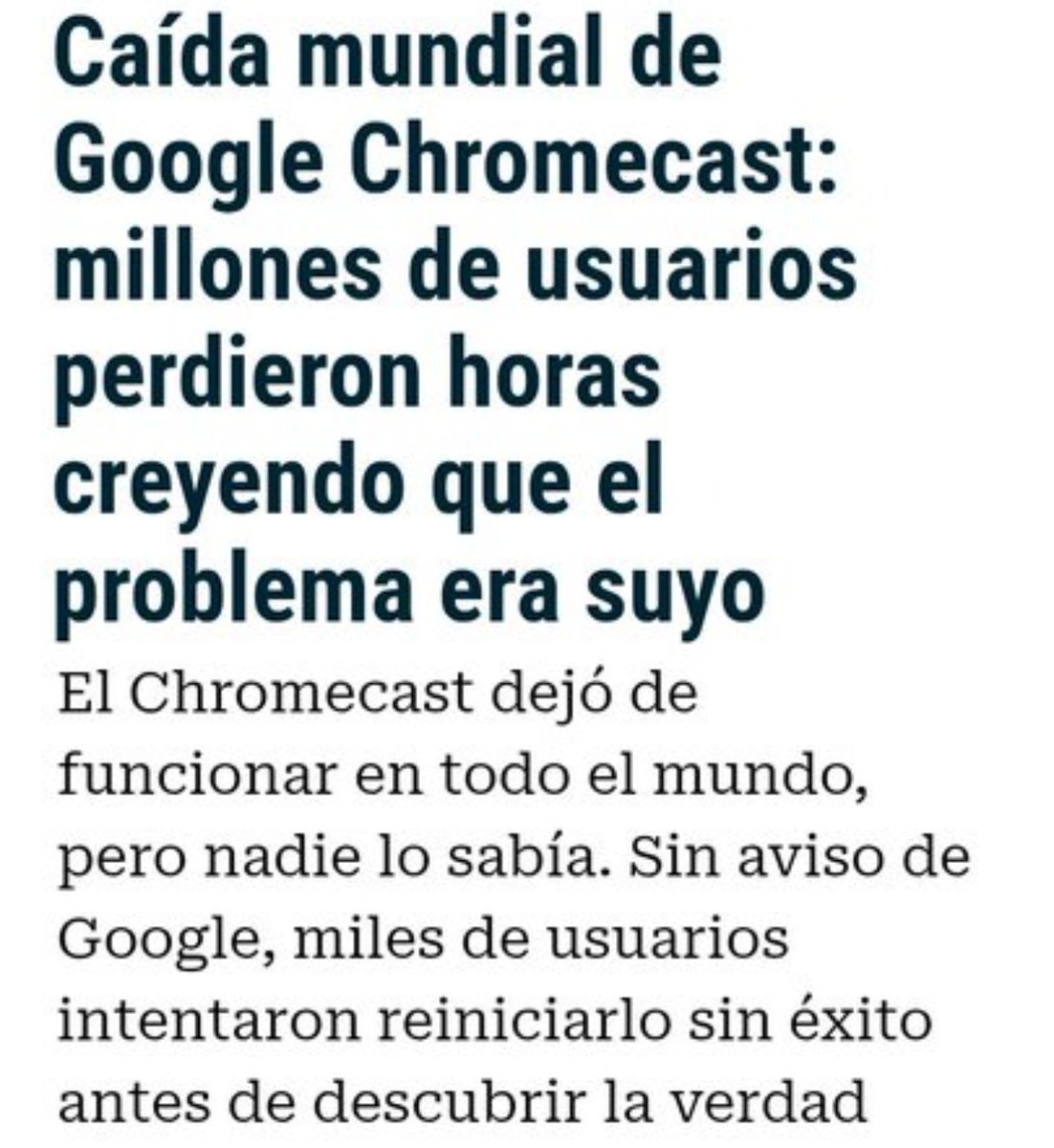 Chromecast caída mundial del servicio #chromecast