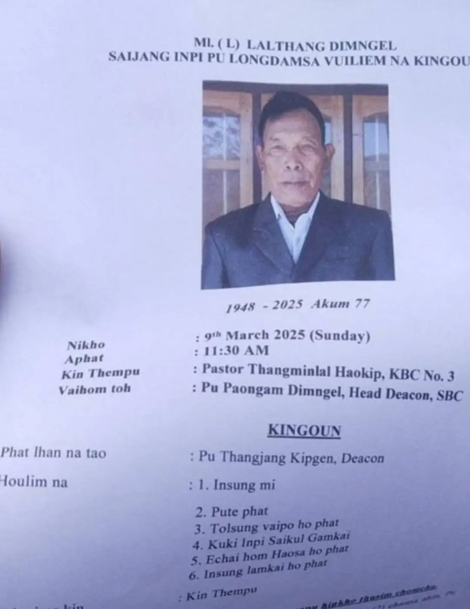 #Kukis Secret Killings

On 8th March, #KukiTerrorist had killed #Saijang Village Chief Lalthang Dimngel belonging to minority #Chongthu tribes. While playing victim card elsewhere, #Kukis hv been targeting smaller tribes to exert their #KukiSupremacy.

<a href="/BhallaAjay26/">Ajay Bhalla</a> <a href="/AmitShah/">Amit Shah</a>