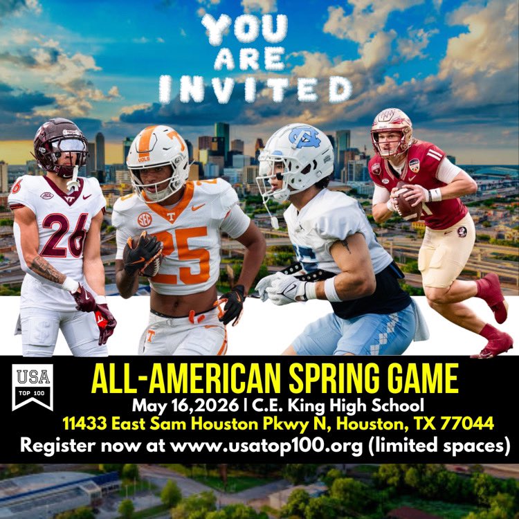 Thank You so much <a href="/USATOP100dotorg/">USATOP100</a>  For the invite to y’all’s All American game #blessed