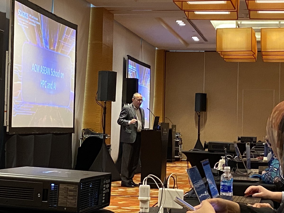 jeffreyaborot's tweet image. Day 1 of ACM ASEAN School on HPC and AI. So far, things are doing great! 
On pic, ACM President welcoming the school.

#SCA2025 #HPC #Quantum #AI