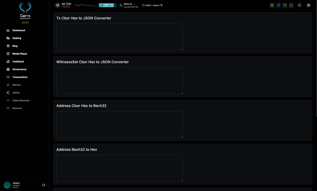 Gero Dashboard v2.4.1 is headed to the Chrome Store! Now featuring our secret “not-so-secret” screen to help <a href="/Cardano/">Cardano Community</a> devs save time, plus CIP-30 fixes, unfraking, performance boosts and more. 

Full changelog coming soon—stay tuned!