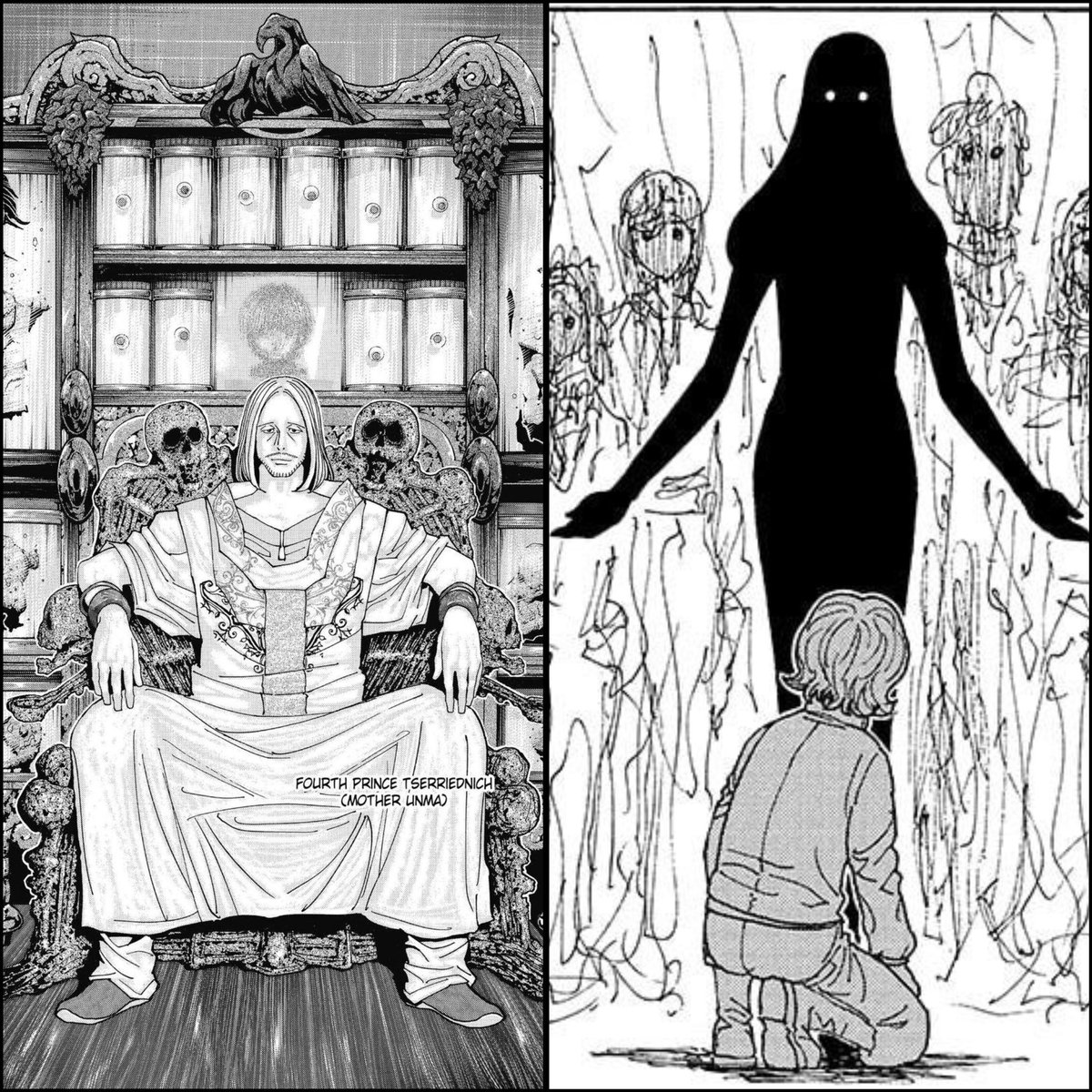 GyroHxH's tweet image. The Carne Levare, Kakin’s “farewell to the flesh” festival, does more than entertain the powerful. It forges the monsters who will inherit its legacy & gives birth to victims who will one day seek to destroy it…. A #hxh thread🧵:
