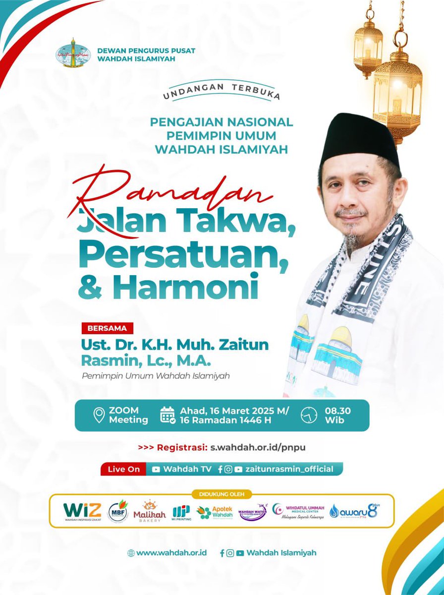 ✅ Takwa adalah jalan *persatuan umat*.

Momentum Ramadan dengan janji takwa dari Allah kepada orang-orang beriman adalah saat kita kembali memiliki harapan besar tentang persatuan umat. 

Segera daftar di
👇👇
s.wahdah.or.id/pnpu