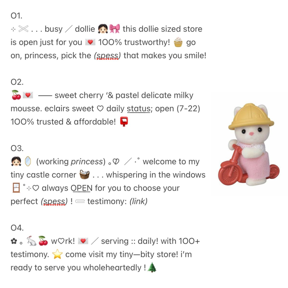 ㅤㅤ
     [ help   repost, thank  you! 🩷 ] 

hello  there, aku  bawa  8  wording  bio  ready stock  for  business  account. bisa  di  buyi   dengan   harga   3.500  / ea,  take  3  only  for  1O.OOO. 

🔖 #zonauang 
ㅤㅤ