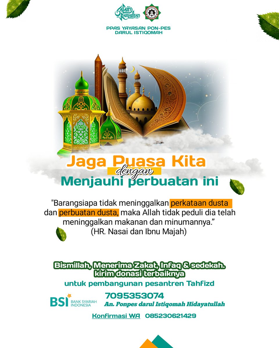Semoga Allah menjaga pahala puasa kita. Aamiin

#RamadanMubarak 
#Ramadan2025