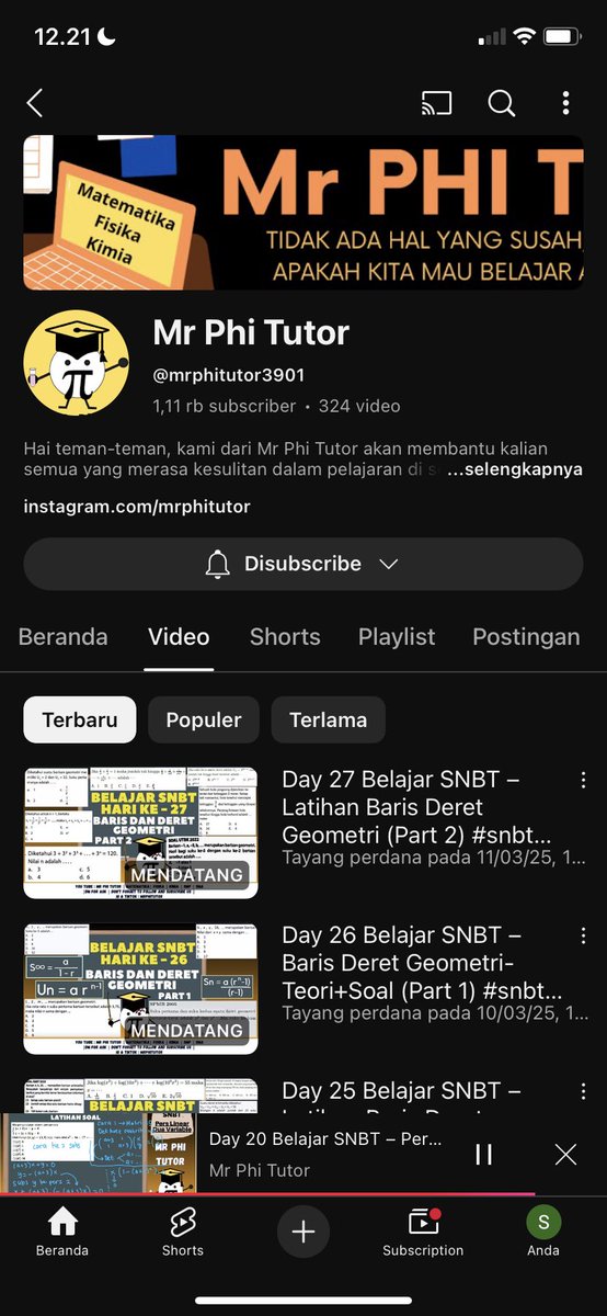 channel ini bagus guys buat belajar pk (lebih ke bahas latsol)