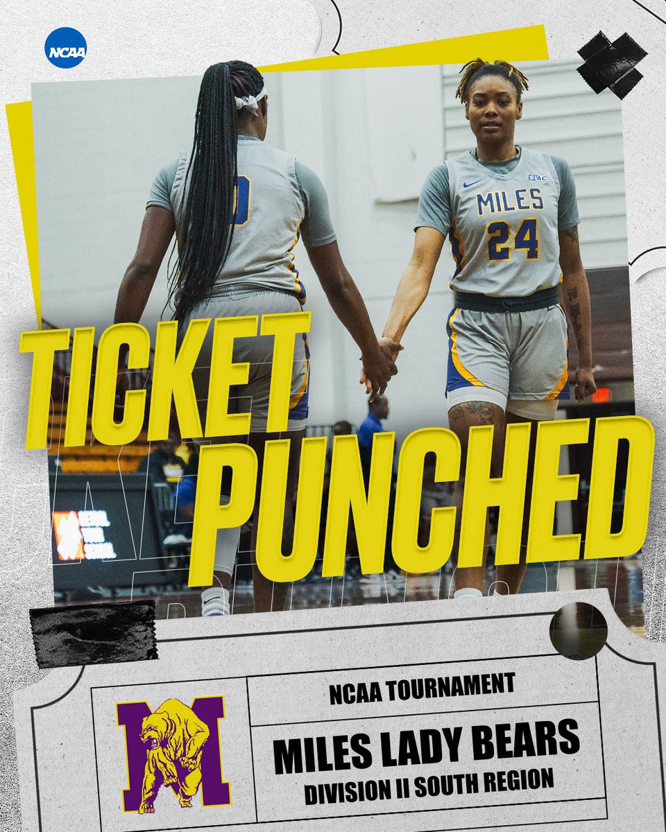 The Lady Bears are headed to Tennessee! @miles_wbb has earned the No. 8 seed in the NCAA Division II South Region Tournament and will face top-seeded Union on March 14.
