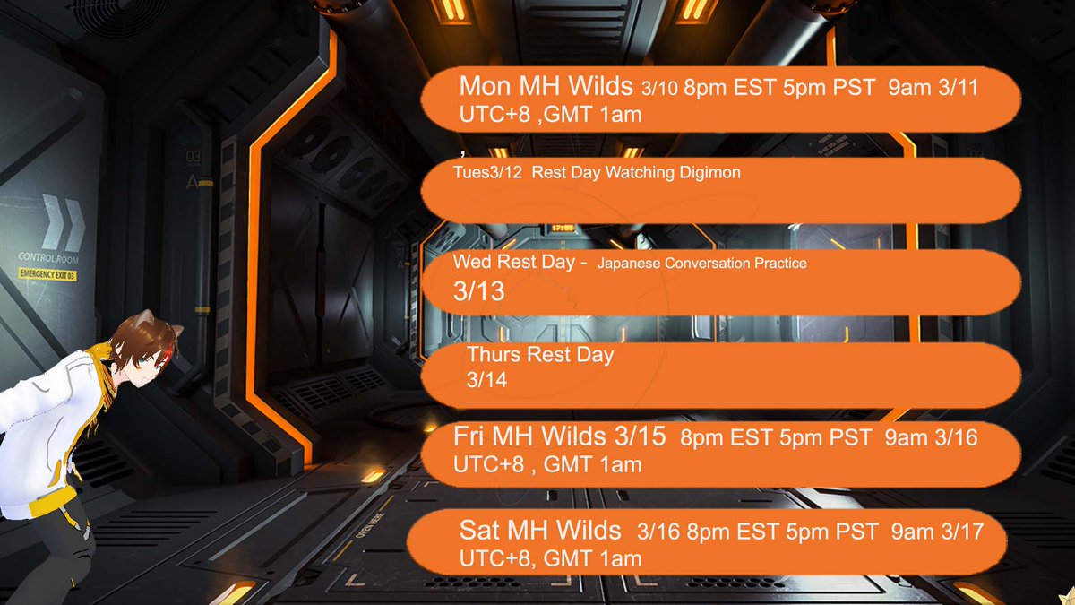 GenkiReload's tweet photo. https://t.co/XLurBT9JPW
stream schedule for the week ahead.
#vtuber #envtuber #mhwilds #monsterhunter #monsterhunterwilds #heavybowgun #gunlance #hbg #twitch https://t.co/QfZRhIn5MM