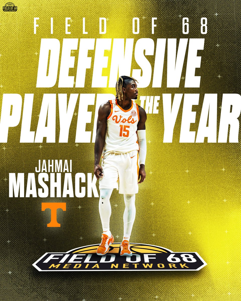 TheFieldOf68's tweet photo. 🏆 Defensive Player of the Year 🏆

@Vol_Hoops' Jahmai Mashack is your @TheFieldOf68 Defensive Player of the Year 👏