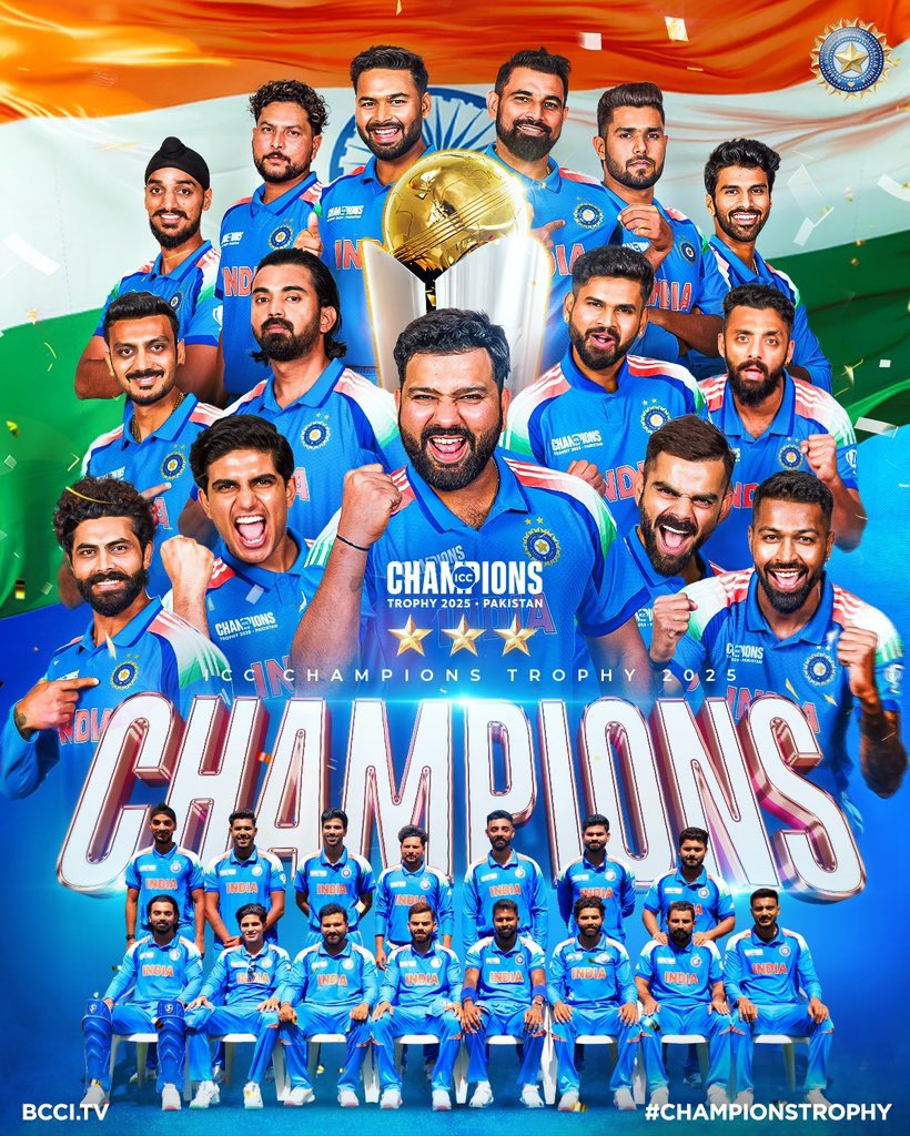 Congratulations to Team India on a well-deserved and dominant champions trophy victory ! Going undefeated all the way is no small feat.  #ChampionsTrophy2025 #indiancricket #India 🇮🇳