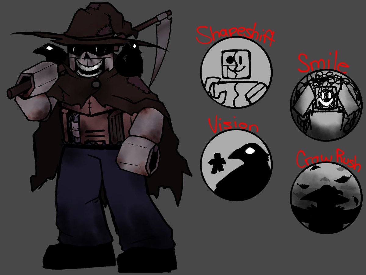 RA_BLOODLUST's tweet image. Rust_010 Redesign For Trials! (+ Ability icons) Also say hi to his crows! 
#roblox #robloxgame #robloxhorror #robloxmyths