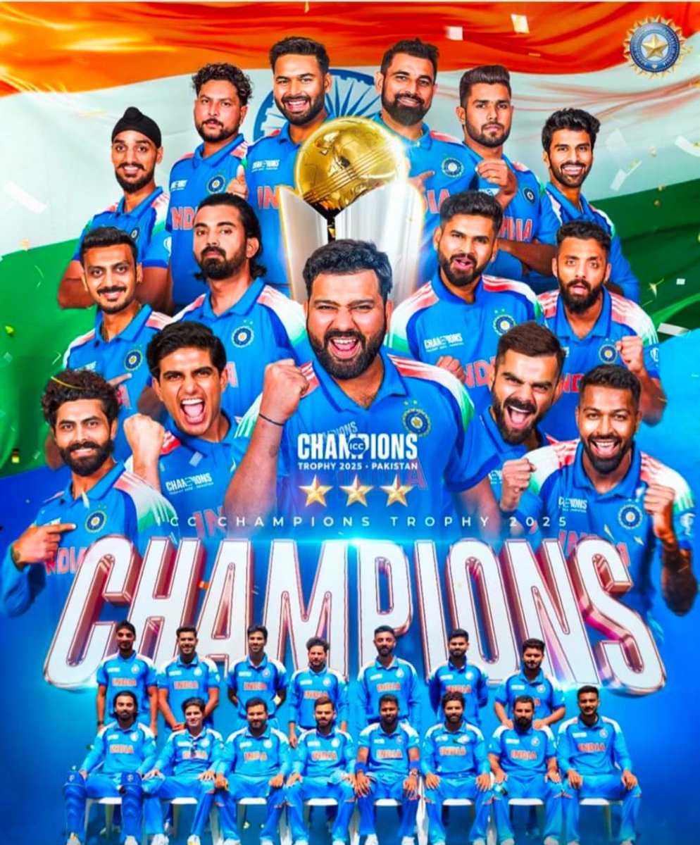 SSI__India's tweet photo. Congratulations to Team India on their outstanding victory in the Champions Trophy!

Your dedication, perseverance, and teamwork have made the Entire nation proud.

Sports Science India salutes Team India's victory.

#ChampionsTrophy2025 #TeamIndia #SportsScienceIndia #Cricket https://t.co/aScIBlhKpN