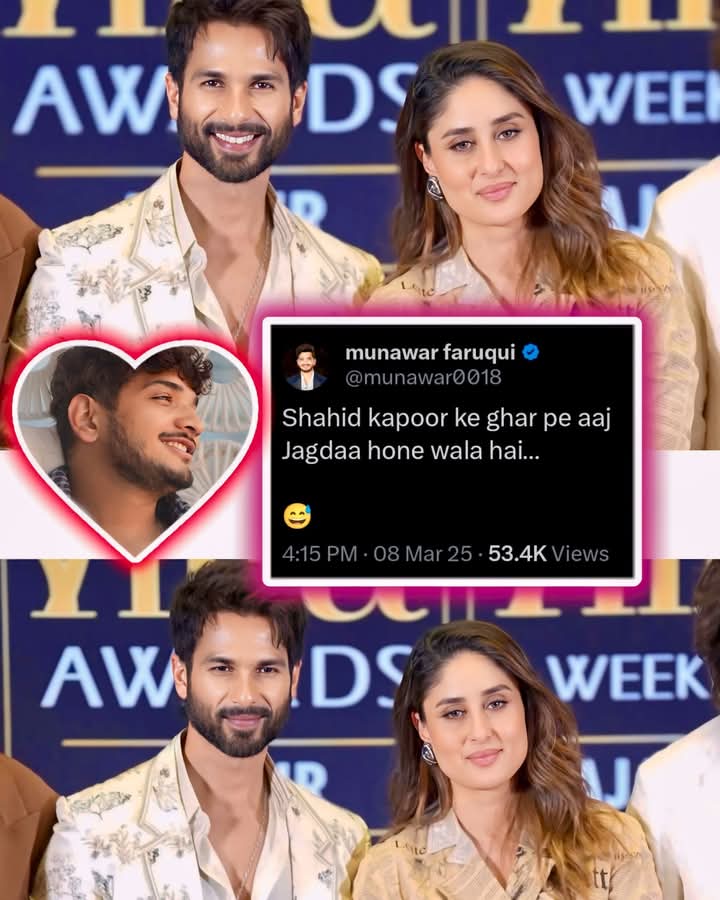 M_asu6's tweet photo. Munawar Faruqui tweet 🥰👍😜
#munawarfaruqui #shahidkapoor #kareenakapoor #photography https://t.co/MWu5LLoHbp