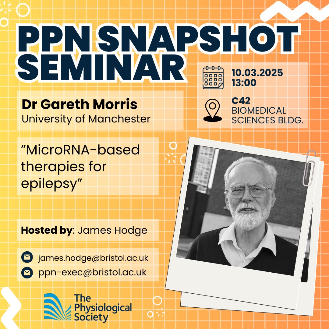 ⚠️ Join us today at 1PM in C42 of BSB for Dr Gareth Morris's Snapshot Seminar 📷🧪
<a href="/UoBPPN/">University of Bristol School of PPN</a>
<a href="/RobinCorey1/">Robin Corey @robincorey.bsky.social</a>
Snapshot seminars are generously sponsored by The Physiological Society (<a href="/ThePhySoc/">The Physiological Society</a>)   
#UoBPPN #PPNSnaps