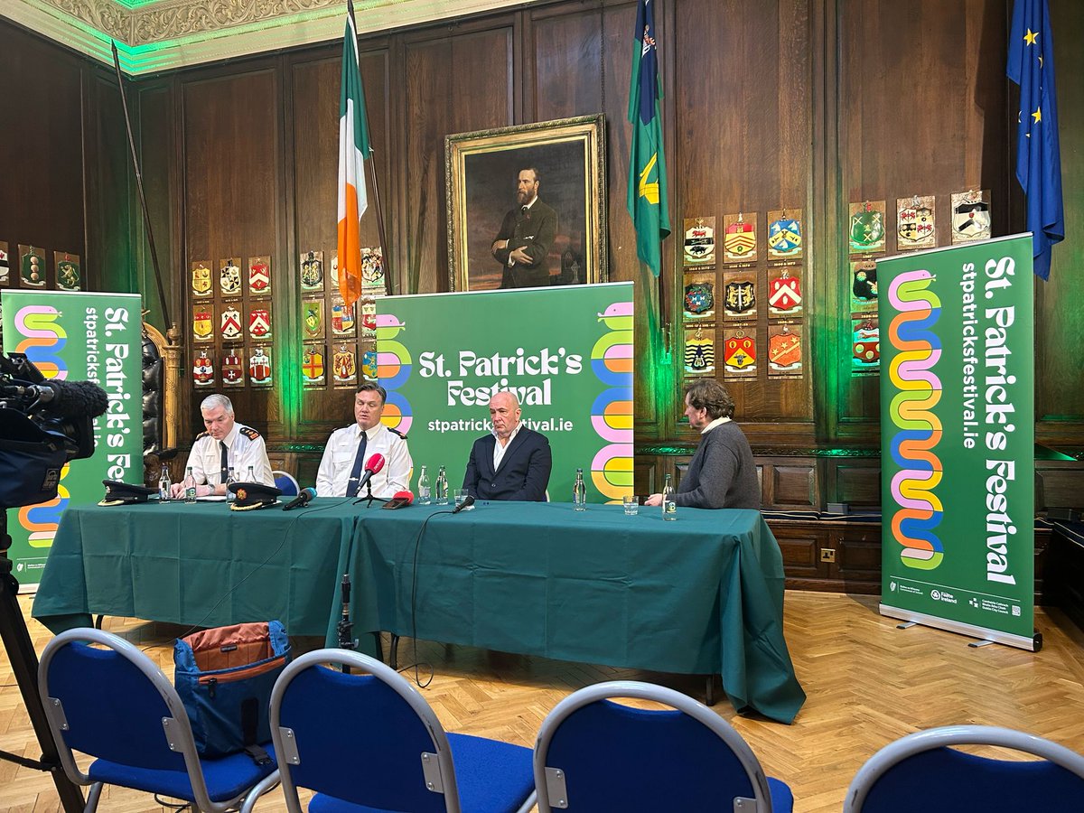 St. Patrick's Festival 🇮🇪🐍☘️💚 (@stpatricksfest) on Twitter photo Great morning briefing the media with <a href="/gardainfo/">Garda Info</a> ahead of St. Patrick’s Festival!☘️Plan your weekend in advance—check stpatricksfestival.ie for transport, road closures & the full event programme. Use public transport where possible & get ready for an unforgettable weekend!💚 Great morning briefing the media with <a href="/gardainfo/">Garda Info</a> ahead of St. Patrick’s Festival!☘️Plan your weekend in advance—check stpatricksfestival.ie for transport, road closures & the full event programme. Use public transport where possible & get ready for an unforgettable weekend!💚