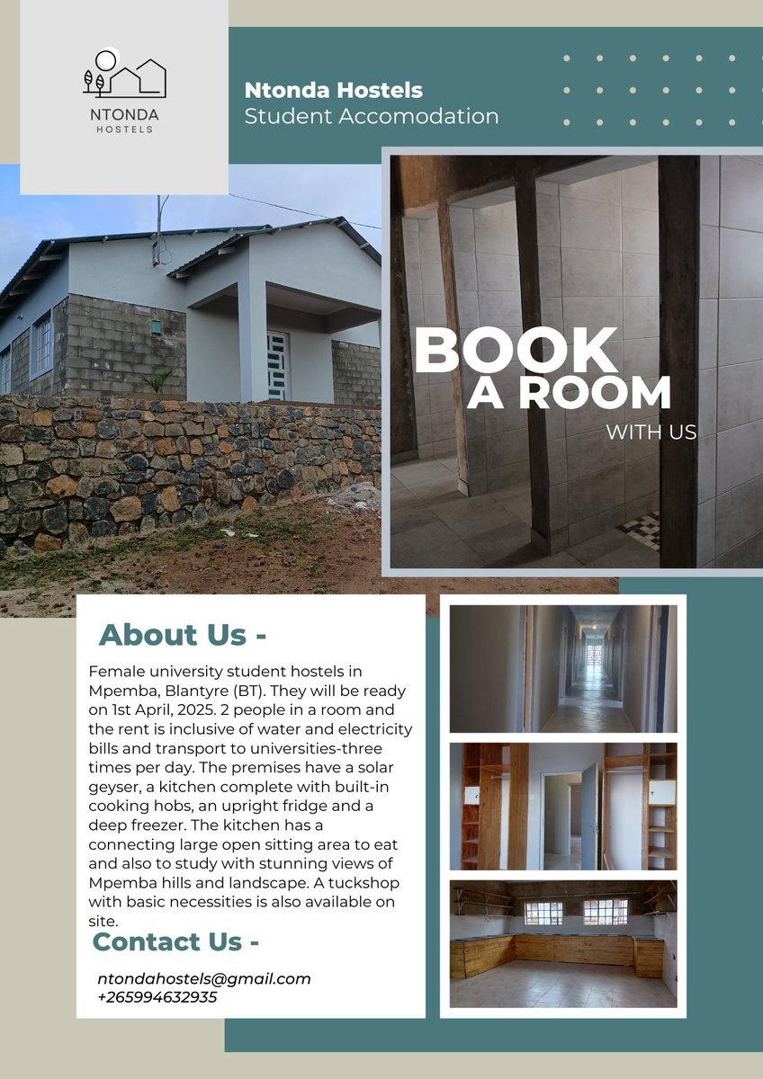 mkotamakk's tweet image. Hostels for female students in Mpemba, Blantyre!
#kuhes #mubas #blantyre #university