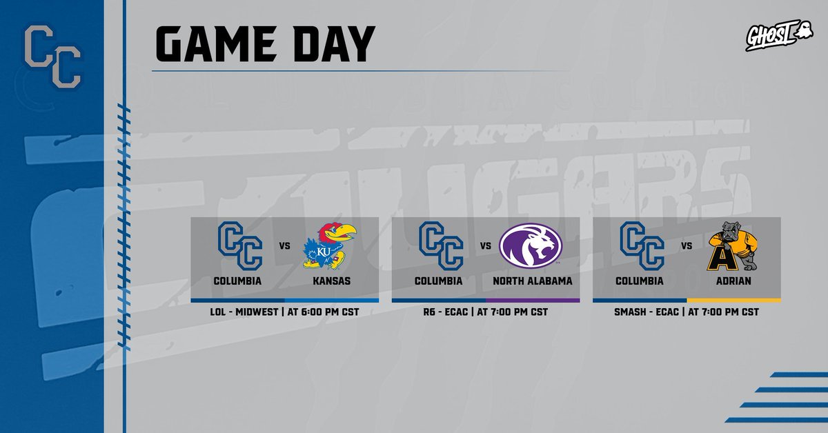 Monday's gameday schedule!!

#WeAreCC | <a href="/ColumbiaCougars/">Columbia Cougars</a>