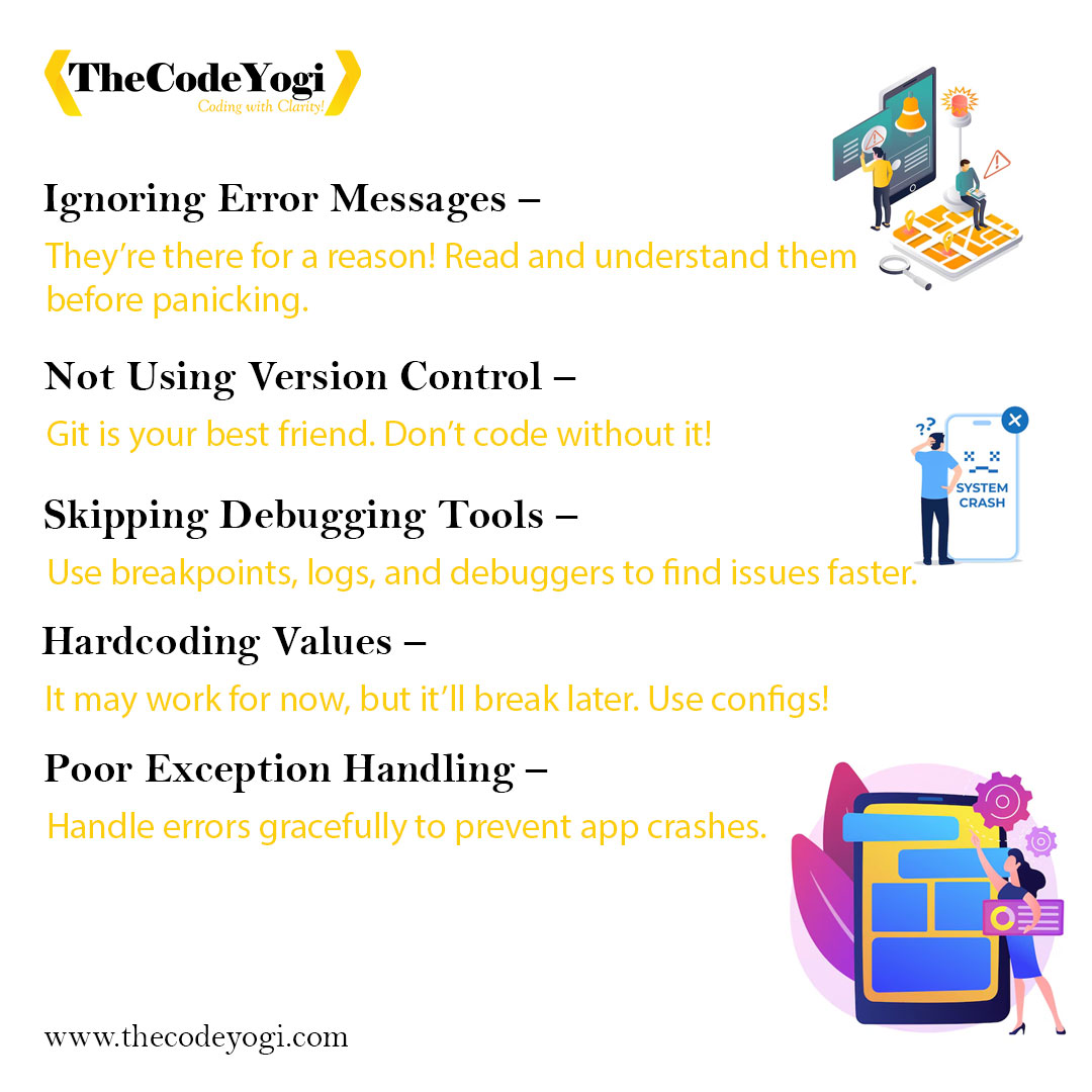 the_codeyogi's tweet image. 🚀 App Developers, Stay Alert! 🛠️
Even the best developers slip up sometimes! 😨 Avoid these common mistakes that can turn into major disasters for your code.
🔍 Learn, improve, and code smarter! 💡✅
#AppDevelopment #CodeErrors #Debugging #DevMistakes #TheCodeYogi