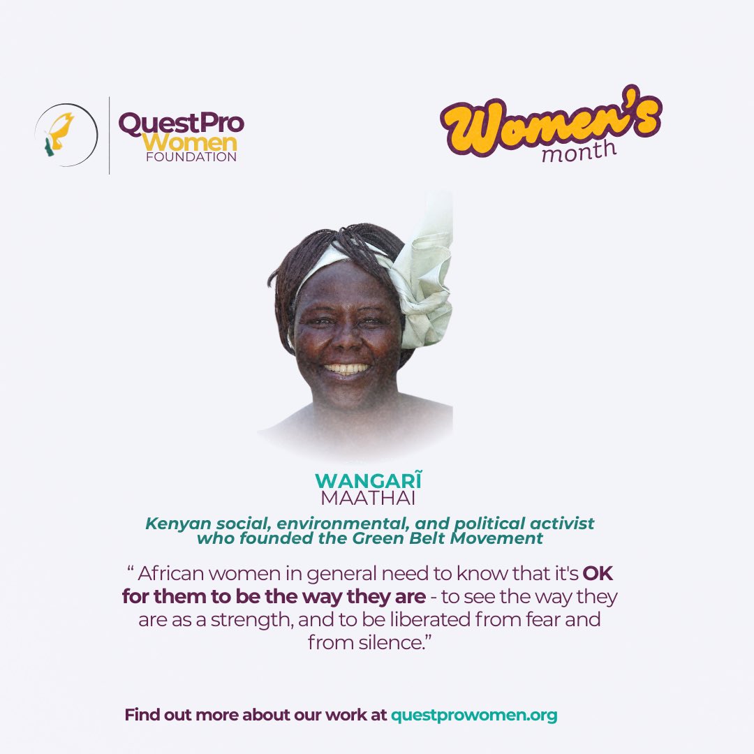 “African women in general need to know it is okay for them to be the way they are-to see the way they are as strength and to be liberated from fear and from silence!”  Wangari Maathai
#WomesHistoryMonth
