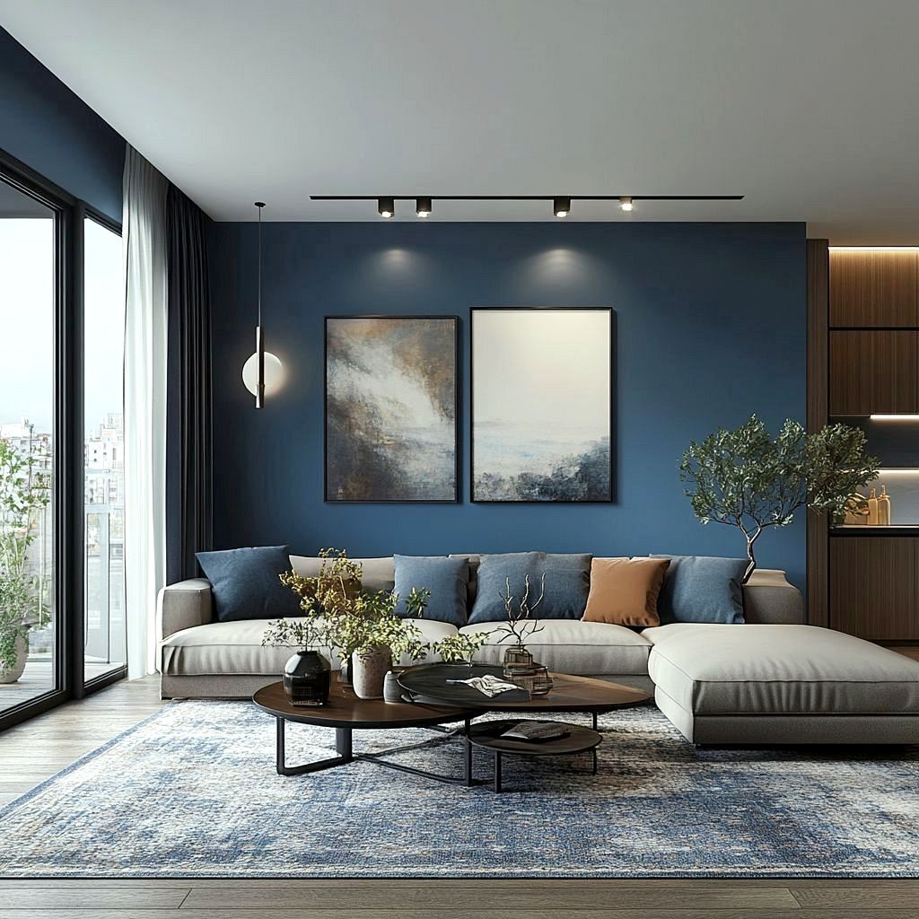 Ein tiefblauer Wandfarbton für die Raumgestaltung: AZUL BALEAR 130. Dieses tiefe Blau ist eine Farbe voller Kraft, Tiefe und Eleganz. Mehr dazu im Artikel malerische-wohnideen.com/blog/tiefblaue…