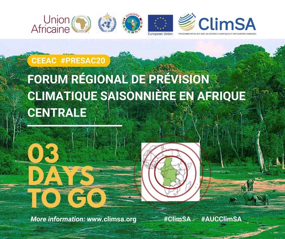 AU Agriculture, RuralDev't BlueEconomy Environment (@au_darbe) on Twitter photo This week, the Central African National Meteorological and Hydrological Services (#NMHS) experts prepare to hold the 20th #RCOF Regional Forum on Seasonal Climate Prediction in Central Africa #PRESAC20 in #Bangui, Central African Republic.
#ClimateServices #ClimSA This week, the Central African National Meteorological and Hydrological Services (#NMHS) experts prepare to hold the 20th #RCOF Regional Forum on Seasonal Climate Prediction in Central Africa #PRESAC20 in #Bangui, Central African Republic.
#ClimateServices #ClimSA