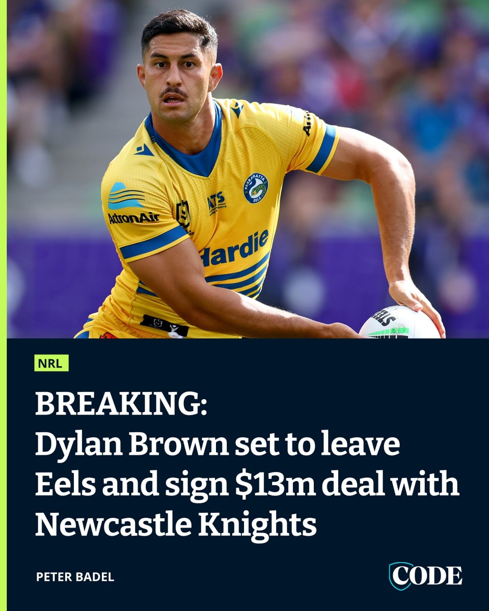 codenrl's tweet photo. #BREAKING

Parramatta superstar Dylan Brown has informed teammates he intends to leave the Eels to sign the richest deal in the NRL’s 117-year history.

DETAILS ▶️ https://t.co/6kCrZcDt6J https://t.co/kYAmHY4eCI