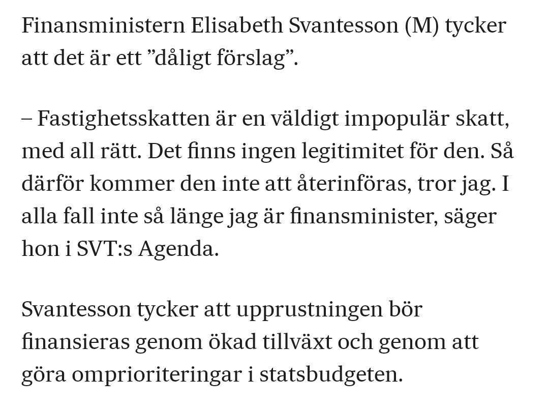 En andel av bnp kan inte finansieras med tillväxt.  Om vi inte ska beskatta boende mer så borde ministern vara tydlig med vilka nedskärningar hon tänker sig. Vård, skola, sjukpeng? Pensioner och äldreomsorg utgör ~20% av de offentliga utgifterna, så kanske läge att börja där?