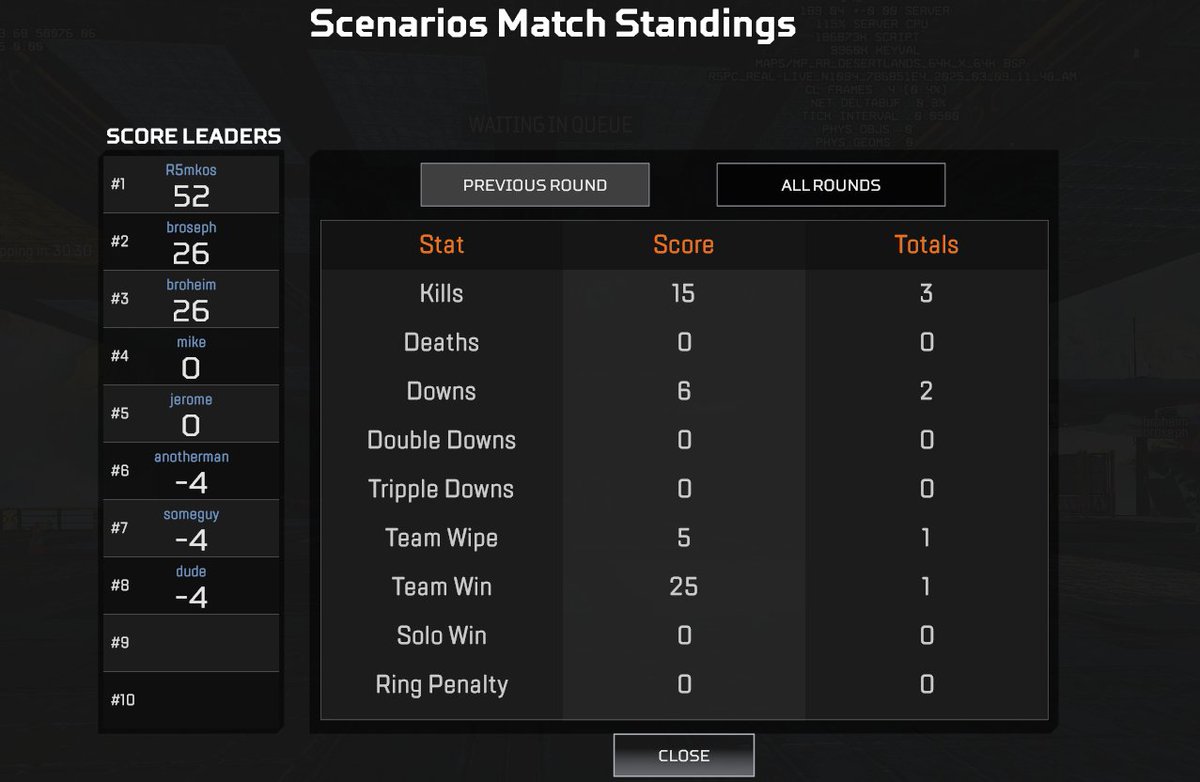 When I made the scenarios mode recap UI, I forgot to do one cool thing...

Should you be able to click on any player and it loads their round/match data?