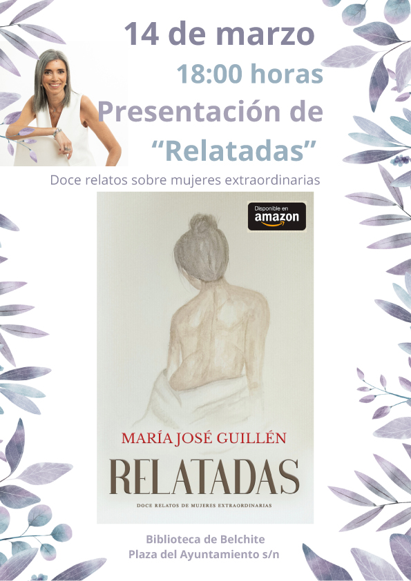 Buenos días y feliz semana.  Este viernes 14 de marzo presentaré en la biblioteca de #Belchite mi libro: #Relatadas, doce #relatos sobre #mujeres extraordinarias, con Prólogo de
<a href="/rosarioraro/">Rosario Raro</a> .  ¿Te apetece compartir conmigo este momento?   

#libro #libros #relato #book #books
