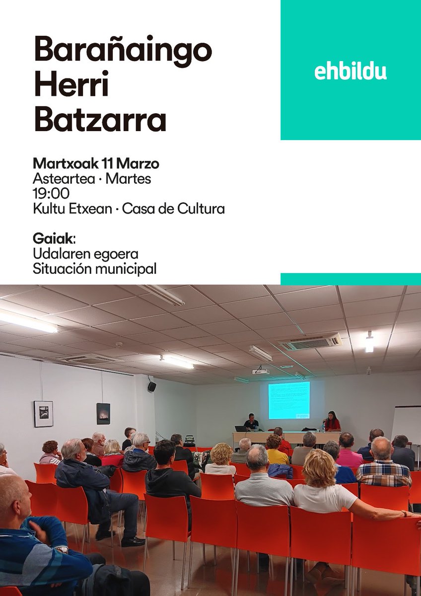 📌Batzarra/Asamblea

📆 Martxoak 11 Marzo
🕢19:00
🏤 Kultur Etxea Casa de Cultura