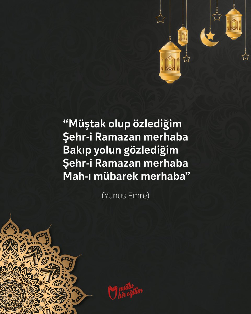 🌙 Ramazan Cümleleri

"Müştak olup özlediğim
Şehr-i Ramazan merhaba
Bakıp yolun gözlediğim
Şehr-i Ramazan merhaba
Mah-ı mübarek merhaba"
Yunus Emre

🌟Mutlu Bir Eğitim Dergisi
🔗 mutlubiregitim.com

Ahmet Coskun 

#ramazan 
#mutlubireğitimdergisi