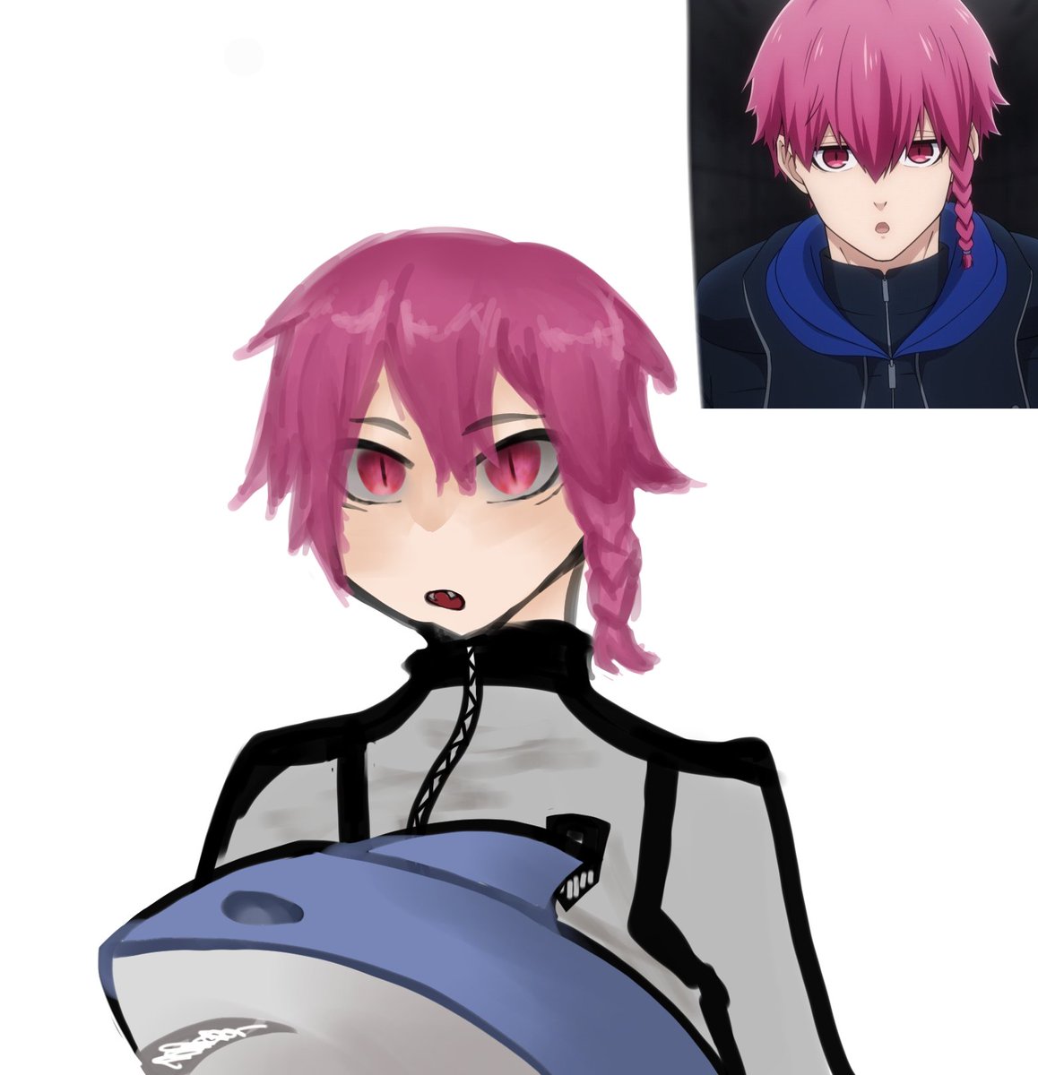 rattylynx's tweet image. Female isagi sketch I did today plus some bluelock art I never posted here