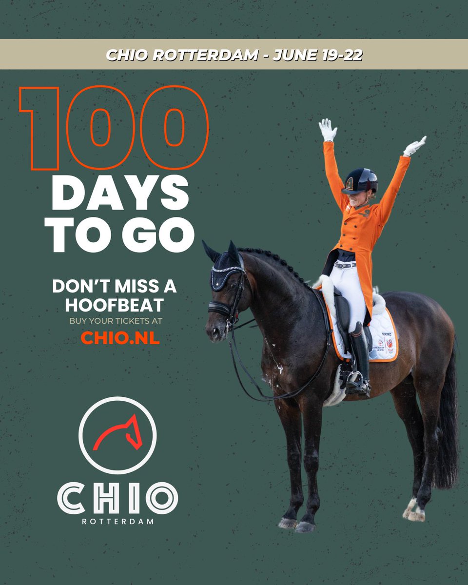 chiorotterdam's tweet image. 𝟭𝟬𝟬 𝗗𝗔𝗬𝗦 𝗧𝗢 𝗚𝗢 🥳🤩

#chiorotterdam #paardensport #springen #dressuur #showjumping #dressage #longinesleagueofnations #feinationscup #lln