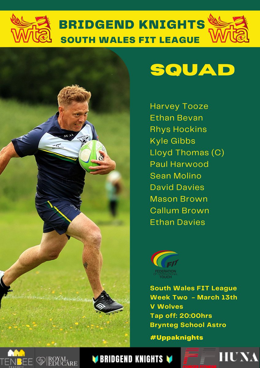 Bridgend Knights (@bridgendknights) on Twitter photo โญ Spring South Wales FIT League โญ
Week 2 Fixture - Squad Announcement
๐ฐโ๏ธ Bridgend Knights V Wick Wolves ๐บ
The South Wales ๐ด๓ ง๓ ข๓ ท๓ ฌ๓ ณ๓ ฟ FIT league March 13th - Tap off 20:00 hrs.
The Knights take to this second League game with the same squad from week One.
#Bridgendtouch โญ Spring South Wales FIT League โญ
Week 2 Fixture - Squad Announcement
๐ฐโ๏ธ Bridgend Knights V Wick Wolves ๐บ
The South Wales ๐ด๓ ง๓ ข๓ ท๓ ฌ๓ ณ๓ ฟ FIT league March 13th - Tap off 20:00 hrs.
The Knights take to this second League game with the same squad from week One.
#Bridgendtouch