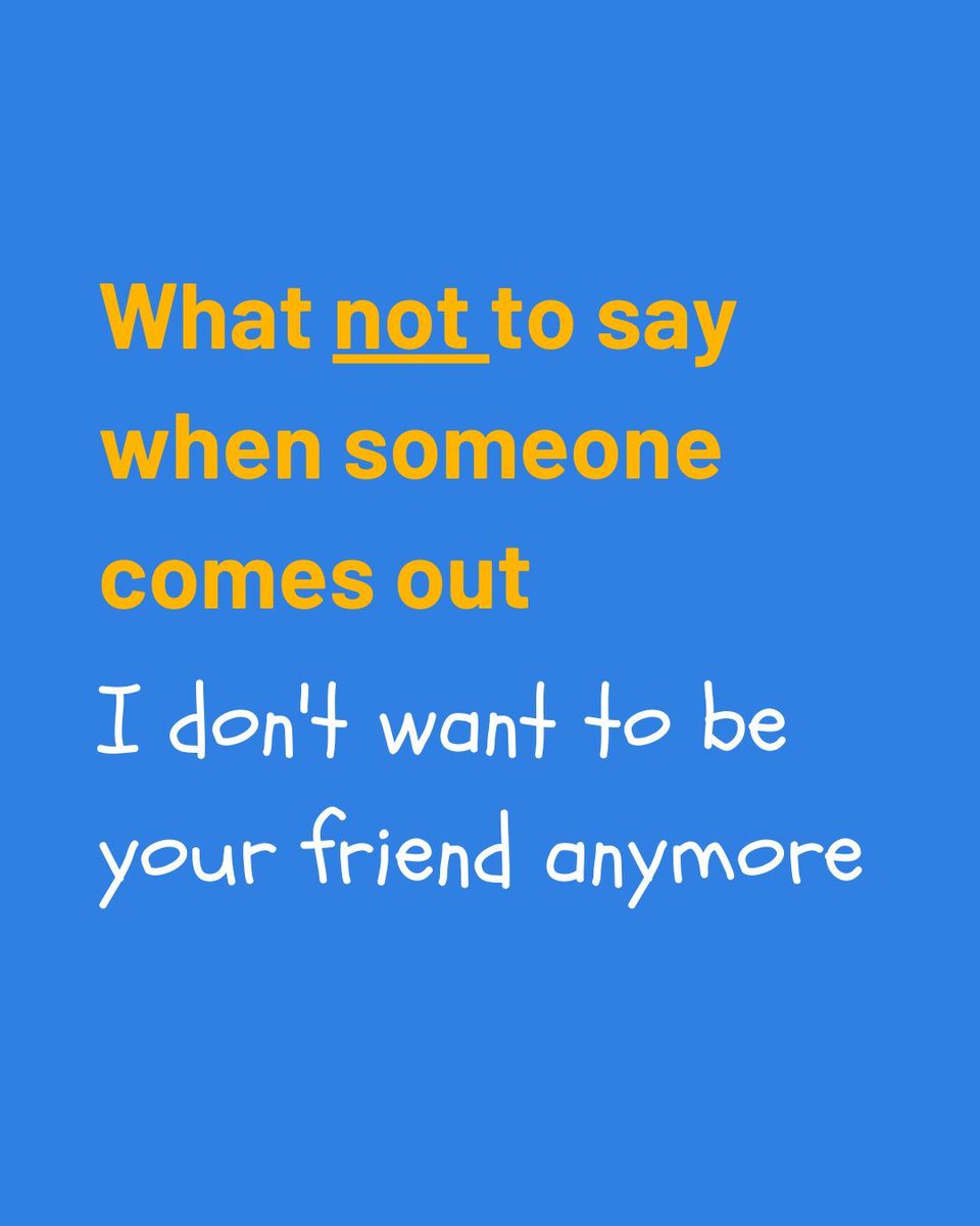 Free2B_alliance's tweet image. 💬 What NOT to say when someone comes out…

Coming out can be a tough moment for LGBTQ+ people, and how you respond matters. We asked our young people what not to say - swipe through to see their answers!

#LGBTQYouth