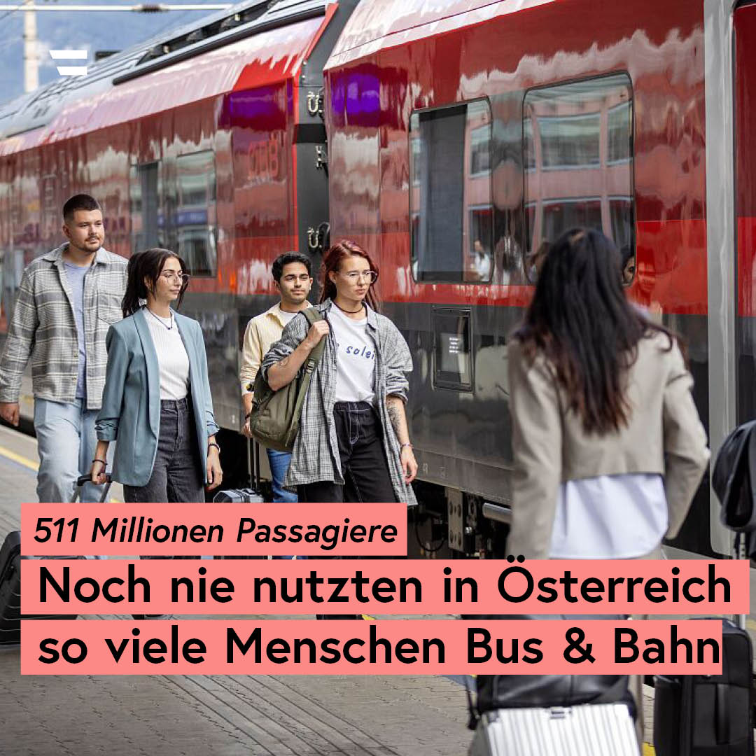 .<a href="/unsereOEBB/">ÖBB</a> haben 2024 über 511 Mio Reisende transportiert &amp; damit erstmals die halbe Mrd geknackt. Auch wegen dieser großen Nachfrage bauen wir das Öffi-Angebot in #Österreich weiter aus &amp; investieren w/ #ÖBB bis 2030 über 6,1 Mrd € in neue Züge. bit.ly/43wflj8 👈
