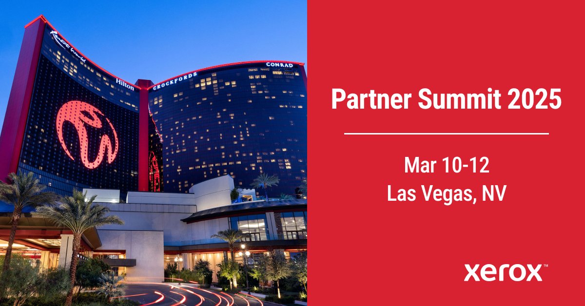 ¡Ya está aqui el Xerox Partner Summit 2025 en Las Vegas! 
Presentaremos lo último en Tecnología de impresión, #sostenibilidad y Transformación digital.

Siguenos en #XeroxPartnerSummit2025  ¡No te lo pierdas!