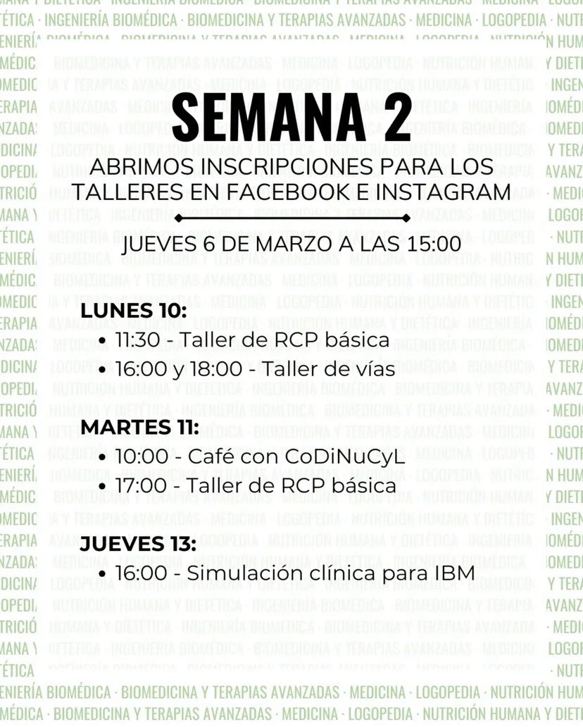 Arrancamos la segunda semana del Mes de la Salud, si aun no te has apuntado a tus talleres favoritos, corre!!!!!!  

quedan MUY poquitas plazas 💫💫💫