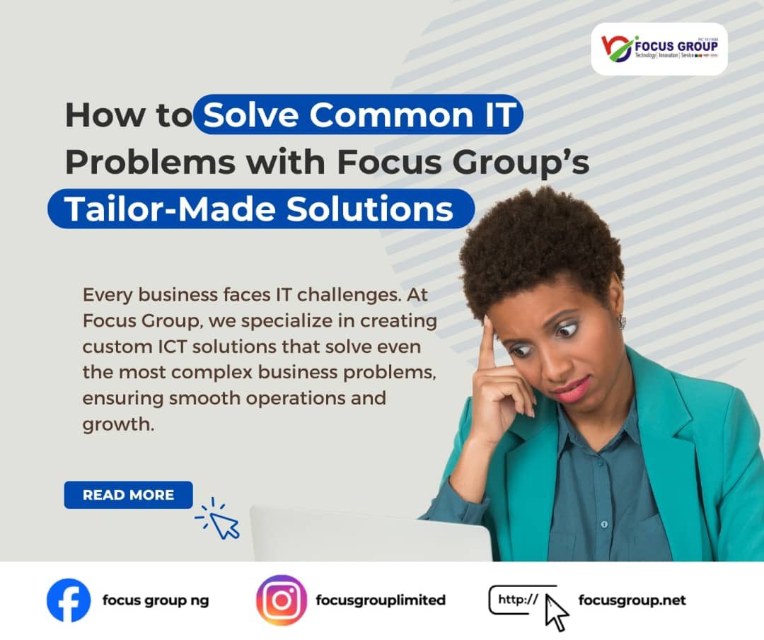 FocusGroup_Ltd's tweet image. Every business faces IT challenges. 

At Focus Group, we specialize in creating custom ICT solutions that solve even the most complex business problems, ensuring smooth operations and growth.

#ITProblems #TailorMadeSolutions #FocusGroupNG