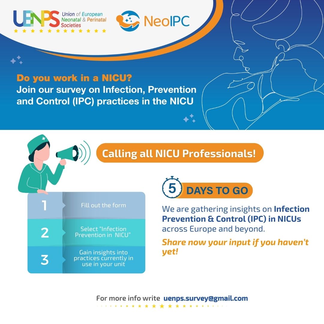 UENPS (@uenps_eu) on Twitter photo 📢Calling all NICU professionals!
Survey on Infection Prevention & Control in NICUs..
We want to ensure every unit has a chance to participate.
- Fill out this form and select “Infection prevention in the NICU”: surveymonkey.com/r/UENPS-surveys
📩 Or email us at: uenps.survey@gmail.com 📢Calling all NICU professionals!
Survey on Infection Prevention & Control in NICUs..
We want to ensure every unit has a chance to participate.
- Fill out this form and select “Infection prevention in the NICU”: surveymonkey.com/r/UENPS-surveys
📩 Or email us at: uenps.survey@gmail.com