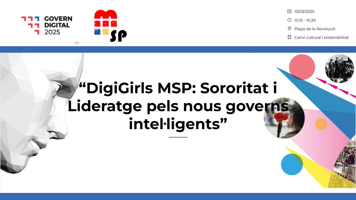 🌟 Los días 12 y 13 de marzo se celebra el Congreso de Gobierno Digital en Barcelona.
#MSPCataluña participa el día 13 a las 10.15 en el que se hablará de #MujeresSP y el papel de la sororidad y el liderazgo femenino en la transformación digital 
+info:
governdigital.cat/event/digigirl…