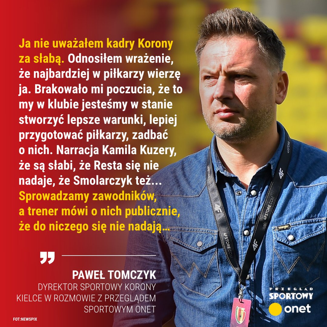 🗞 Milczenie może i jest złotem, ale nie w przypadku dyrektora spprtowego. A na pewno nie u Pawła Tomczyka, który w Koronie startował z zerowym zaufaniem jej kibiców. Czas to milczenie przerwać.
Link w komentarzu.