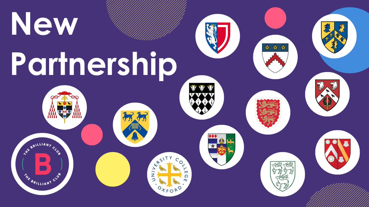 The Brilliant Club (@brilliantclub) on Twitter photo Happy to share we have partnered with a consortium of colleges from <a href="/UniofOxford/">University of Oxford</a>! 🎉
Welcome aboard <a href="/BalliolOxford/">Balliol College</a>, <a href="/ChCh_Oxford/">Christ Church</a>, <a href="/JesusOxford/">Jesus College Oxford</a>, <a href="/KebleOxford/">Keble College, Oxford</a>, <a href="/LincolnOutreach/">Lincoln College Oxford</a>, <a href="/lmhoxford/">Lady Margaret Hall</a>, <a href="/magdalenoxford/">Magdalen College</a>, <a href="/OrielOxford/">Oriel College</a>, <a href="/StAnnesCollege/">St Anne's College</a>, <a href="/TrinityOxford/">Trinity College</a>, <a href="/UnivOxford/">University College, Oxford (Univ)</a>, <a href="/wadhamoxford/">Wadham College</a> Happy to share we have partnered with a consortium of colleges from <a href="/UniofOxford/">University of Oxford</a>! 🎉
Welcome aboard <a href="/BalliolOxford/">Balliol College</a>, <a href="/ChCh_Oxford/">Christ Church</a>, <a href="/JesusOxford/">Jesus College Oxford</a>, <a href="/KebleOxford/">Keble College, Oxford</a>, <a href="/LincolnOutreach/">Lincoln College Oxford</a>, <a href="/lmhoxford/">Lady Margaret Hall</a>, <a href="/magdalenoxford/">Magdalen College</a>, <a href="/OrielOxford/">Oriel College</a>, <a href="/StAnnesCollege/">St Anne's College</a>, <a href="/TrinityOxford/">Trinity College</a>, <a href="/UnivOxford/">University College, Oxford (Univ)</a>, <a href="/wadhamoxford/">Wadham College</a>