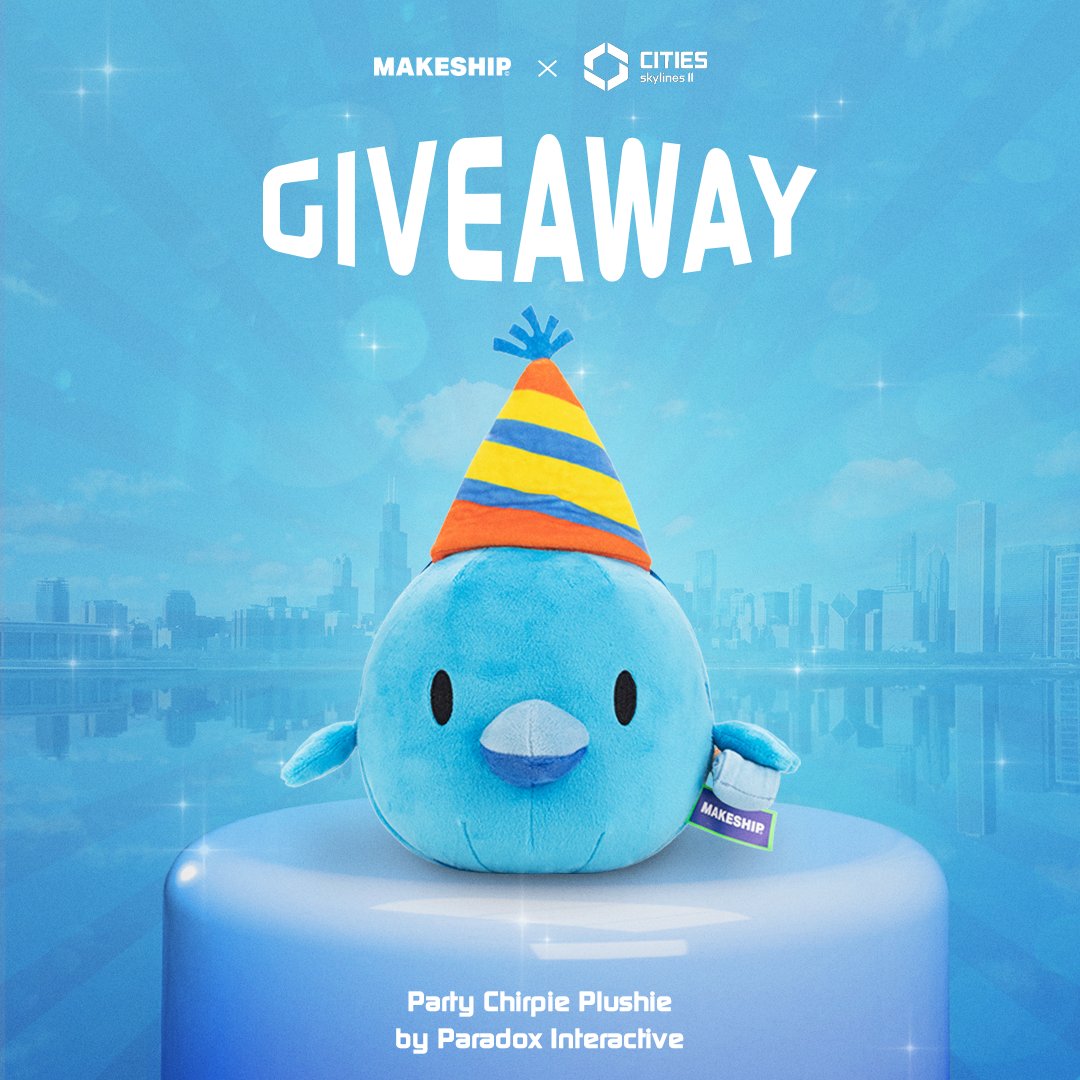 CitiesSkylines's tweet image. It’s giveaway time! We’re giving you the chance to win 1 of 2 special #Cities10years Party Chirper Plushies! 🥳🎉

How do you enter?
Follow @makeship and @CitiesSkylines
Retweet this post

The giveaway ends March 13th. Good luck!