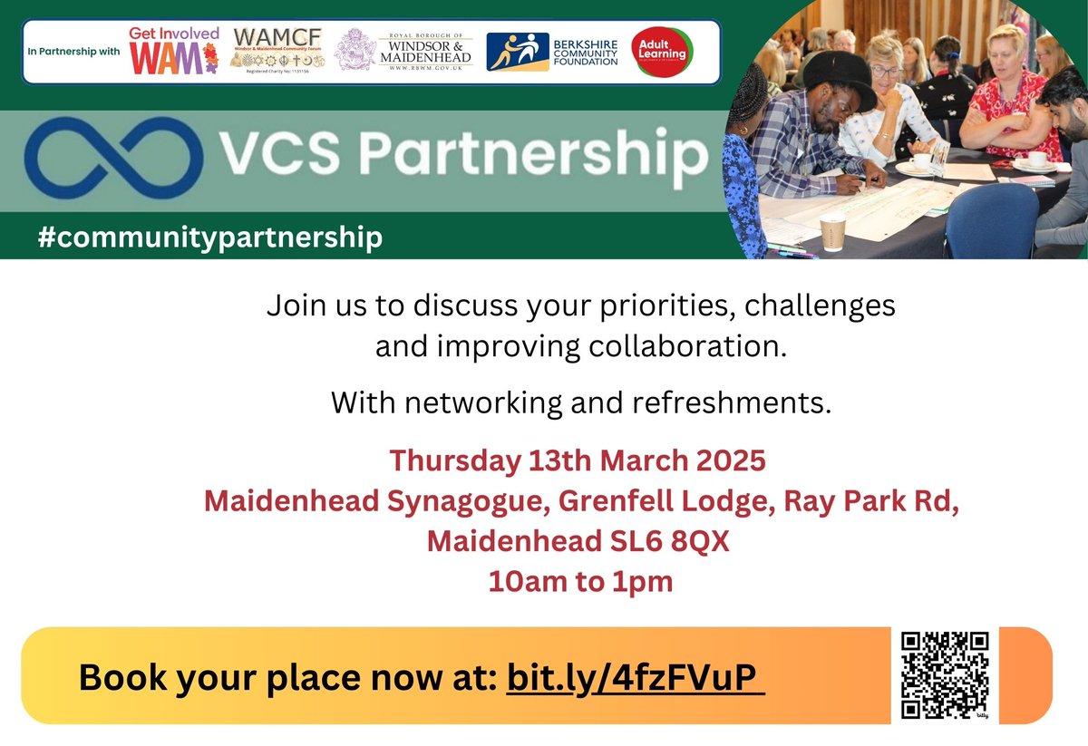 The VCS Partnership event is just days away! Don't miss out - find out how to book in this month's alert for #Maidenhead, #Windsor, and #Ascot: sloughcvs.org/weekly-news-al…

📅 Next alert coming on 4th April!