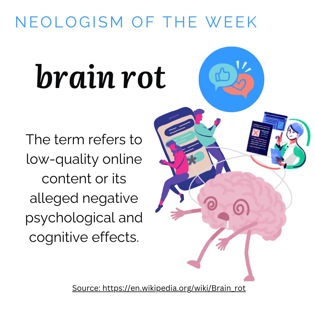 🔥 This week's  #tuesdayneologism  is "Brain Rot" 🔥🧠Are you endlessly doomscrolling, saying “just one more video” … 100 videos ago? Are memes are the only language you speak now? That’s precisely what brain rot describes🤯📲 #eneoli #lexicalinnovation #BrainRot