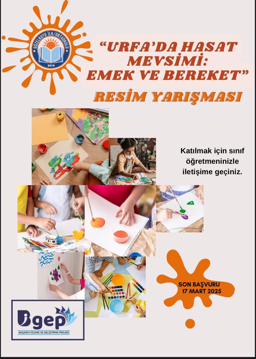 Urfa’da Hasat Mevsimi: Emek ve Bereket Resim Yarışması Başlıyor! 🌾

Sanatın gücüyle emeği ve bereketi buluşturuyoruz! 📌 “Urfa’da Hasat Mevsimi: Emek ve Bereket” temalı resim yarışmamızla, çiftçimizin alın terini, toprağın cömertliğini ve hasat coşkusunu tuvallere taşıyoruz.
